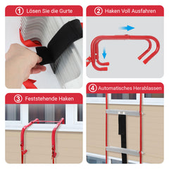 SWANEW 4,5m Faltbare Feuerleiter, EN1147 Zertifiziert, Rettungsleiter, TragfÀhigkeit 450KG