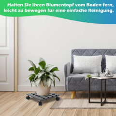 SWANEW WPC Pflanzenroller, Blumenroller mit Rollen, Kübelroller für Pflanzen, Blumentopf, Eckig 30 x 30 cm|Rund Ø 30 x 7,5 cm