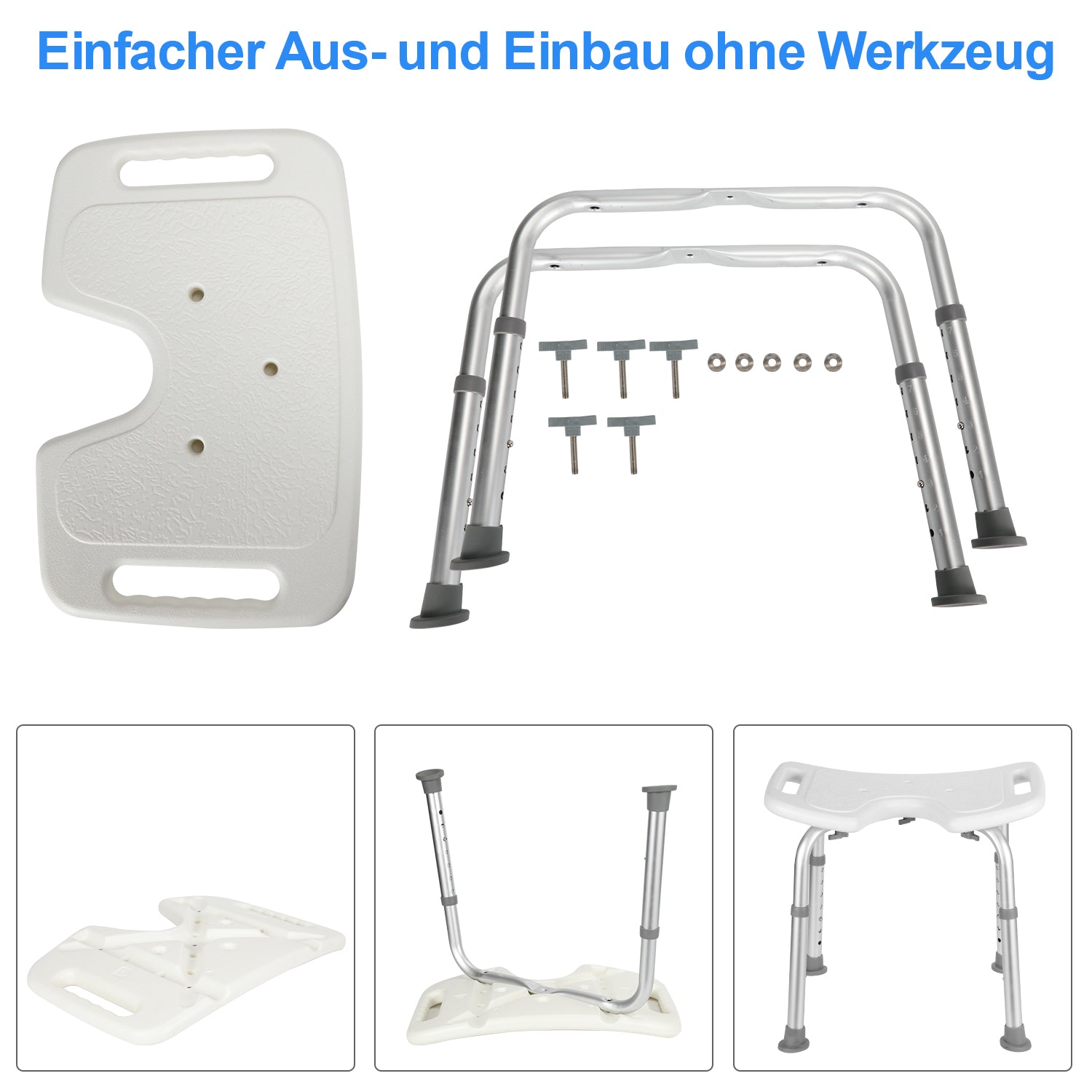 Duschhocker Duschstuhl Höhenverstellbar 41-56 cm