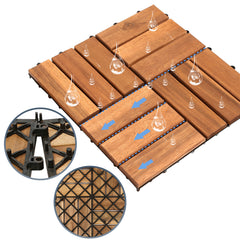 SWANEW Holzfliesen 30x30cm, Terrassenfliesen Akazienholz, Klicksystem Balkonfliesen, Gartenfliesen 6/12 Latten Zuschneidbar