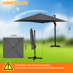 SWANEW Sonnenschirm 300 x 300 cm mit Gartenschirm mit StÀnder Ampelschirm, Sonnenschutz UV50+, 360° Drehbar und Kippbar