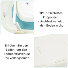 SWANEW Faltbare Baby Badewanne Babywanne mit Thermometer, Badekissen, Haarwaschbecher, babybadewanne, Babybadewanne mit gestell ab 0-3 Jahre