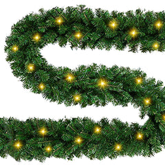 SWANEW Weihnachtsgirlande 5m 100 LEDs, Weihnachten Dekoration, Weihnachten GrĂŒne Girlande mit Lichterkette Tannengirlande