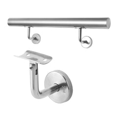 SWANEW Edelstahl Handlaufhalter, Handlaufträger mit Abdeckrosette, Handlauf Wandhalter Neigung Verstellbar Wandbefestigungen, Handlaufstßtze