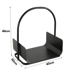 SWANEW Feuerholzablage Tragbarer Kaminholzkorb mit Griff Kompakter Kaminholzregal 40x30x46cm