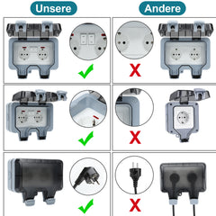 SWANEW Außensteckdose Outdoor mit Schalter Gartensteckdose Steckdose Schuko IP66