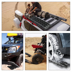 SWANEW 2 Stücke Sandbleche Offroad Traktionsmatte Kunstoff Anfahrhilfe Recovery Board Tracks mit Aufbewahrungstasche,10T Last für Geländewagen Wohnmobil PKW LKW