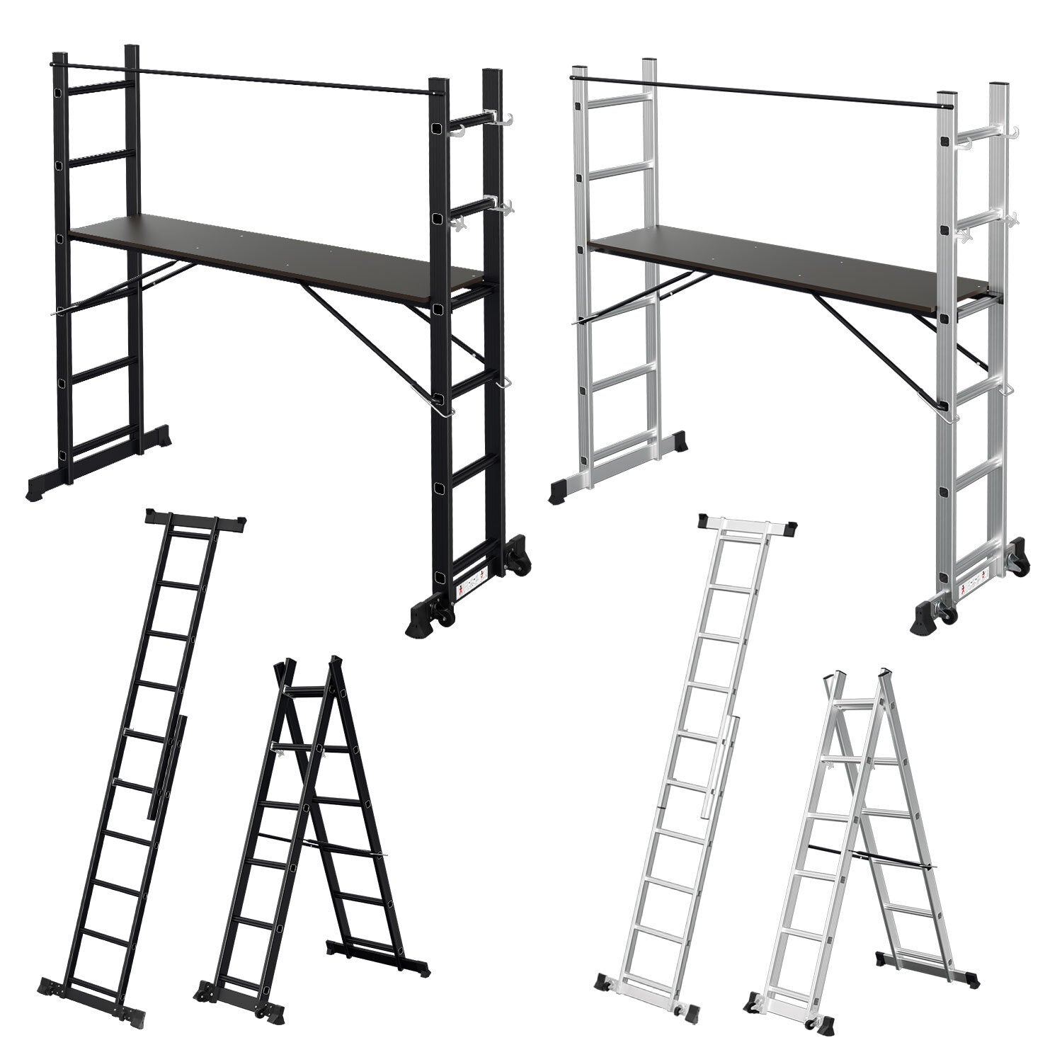 Mehrzweckleiter 4-in-1 Aluminium Leiter 6+6 Stufen