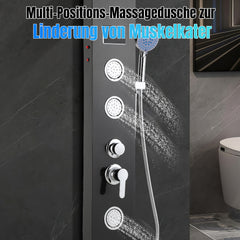 SWANEW LED Duschpaneel, Regendusche Duschsystem mit Temperaturanzeige, 5 Funktionen Duschsäule,Verstellbare Massagedüsen
