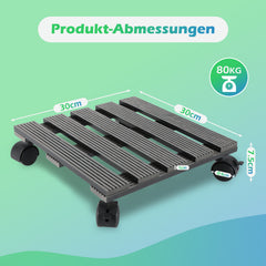 SWANEW WPC Pflanzenroller, Blumenroller mit Rollen, Kübelroller für Pflanzen, Blumentopf, Eckig 30 x 30 cm|Rund Ø 30 x 7,5 cm