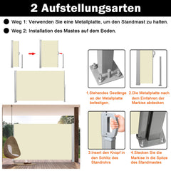 Sichtschutz für Gartenbalkone Ausziehbarer Sonnenschutz-Sichtschutz 1.8M*3M