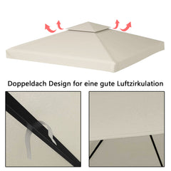 SWANEW Ersatzdach für Pavillon 3x3m Pavillondach Beige, Doppeldach für Garten, Dachplane Ersatzdach Ersatzbezug, Wasserdicht