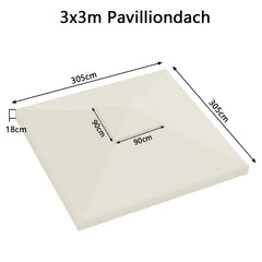SWANEW Ersatzdach für Pavillon 3x3m Pavillondach Beige, Doppeldach für Garten, Dachplane Ersatzdach Ersatzbezug, Wasserdicht