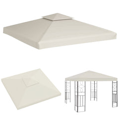 SWANEW Ersatzdach für Pavillon 3x3m Pavillondach Beige, Doppeldach für Garten, Dachplane Ersatzdach Ersatzbezug, Wasserdicht