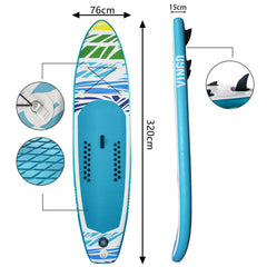 Surfboard 3-teiliges Aufblasbares Sup Board mit Pumpe 305-330cm Kajak-Sitz
