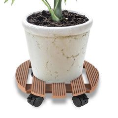 SWANEW  WPC Pflanzenroller, Blumenroller mit Rollen, Kübelroller für Pflanzen, Blumentopf, Eckig 30 x 30 cm｜Rund Ø 30 x 7,5 cm
