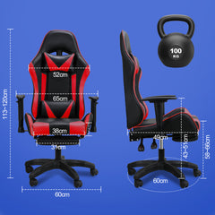 SWANEW Bürostuhl Gaming Stuhl, Ergonomischer Computerstuhl, Gaming Chair mit Fußstütze, Lendenkissen und Kopfkissen, 150 kg Belastbarkeit