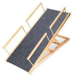 SWANEW Hunderampe 120cm lang, Hundetreppe aus Holz, Haustierrampe für kleine große Hunde und Katzen, rutschfeste klappbar, bis zu 90KG Tragkraft