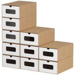 SWANEW Aufbewahrungsboxen mit Sichtfenster & Schublade, Faltbare Schuhboxen, Stapelbar Allzweckbox