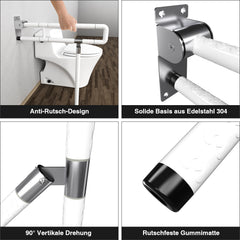 SWANEW Wandstützgriff Toilette, Klappgriff Haltegriff Dusche, Rutschfeste WC Aufstehhilfe Sicherheitsgriff