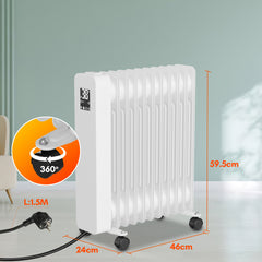 SWANEW Ölradiator Elektroheizung 2500W, Thermostat, Ölheizung  Energiesparend