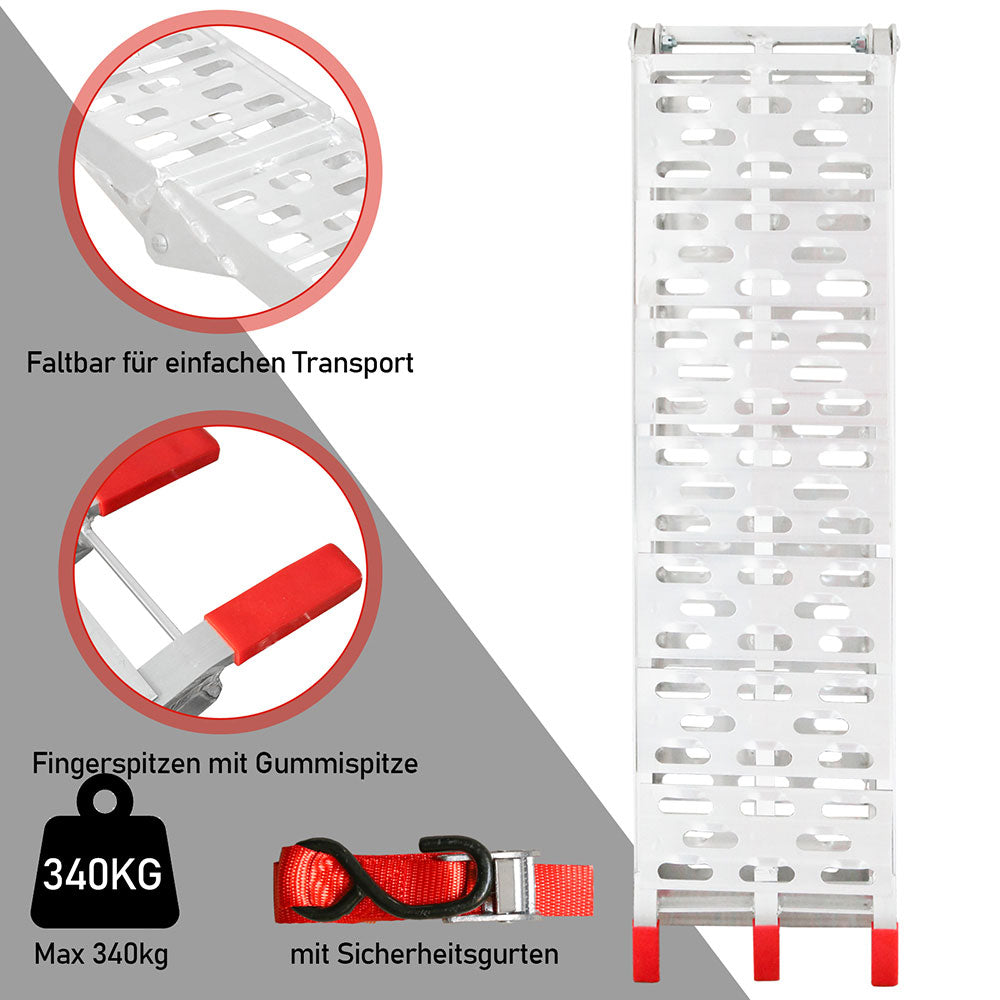 SWANEW Auffahrrampe 400kg Verladeschiene Verzinkter Stahl Antirutsch Verladerampe für Motorrad Rasentraktor Auto