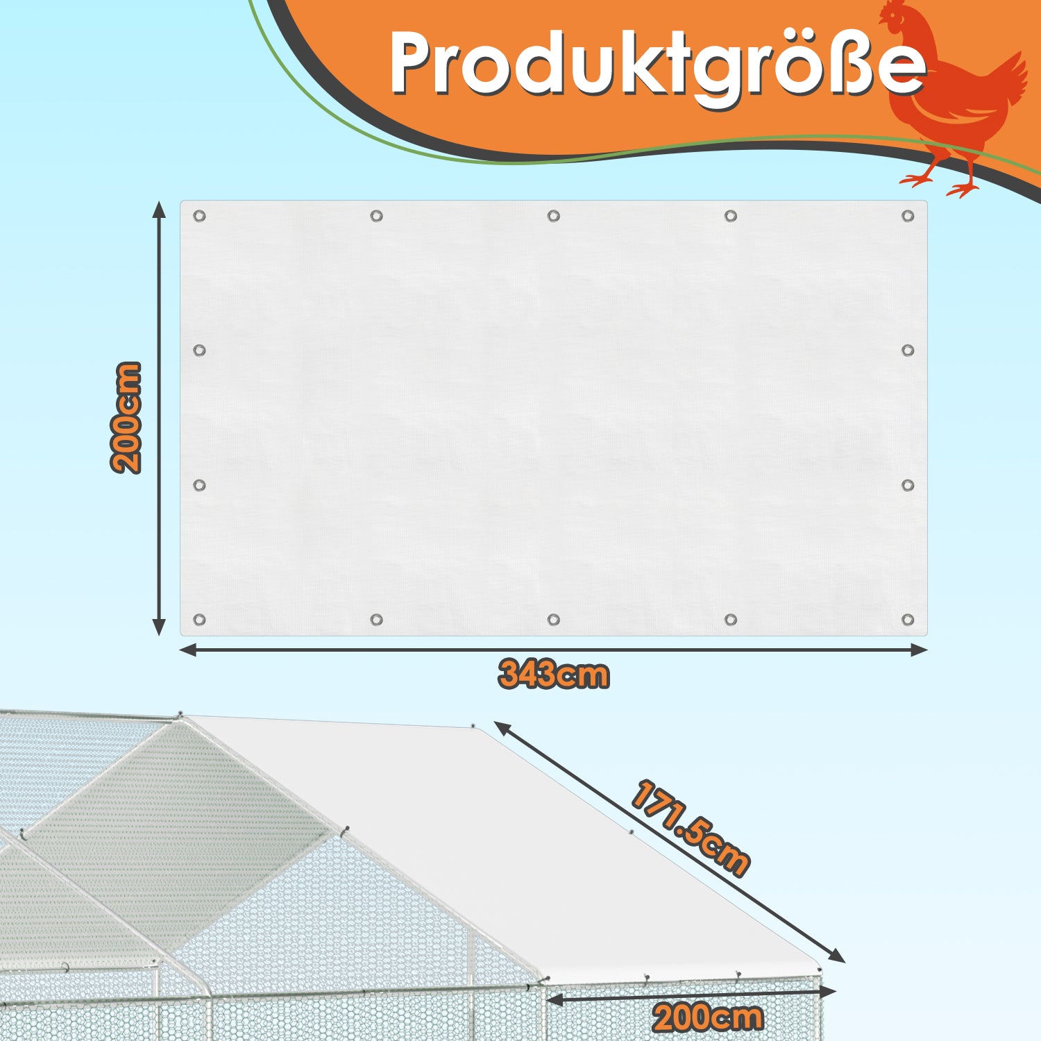 Hühnerstall, 3x8x2m, Freilaufgehege