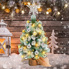 SWANEW Mini Weihnachtsbaum mit LED Beleuchtung, 40CM Tannenbaum Dekoration