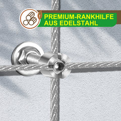 SWANEW Rankhilfe, Edelstahl Drahtseil, , Rankseilsystem Set 12M, mit Wandhaltern und 3mm Stahlseil, für Kletterpflanzen