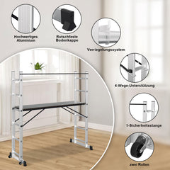 Mehrzweckleiter 4-in-1 Aluminium Leiter 6+6 Stufen