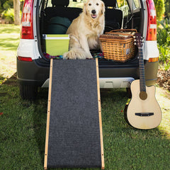 SWANEW Hunderampe 120cm lang, Hundetreppe aus Holz, Haustierrampe für kleine große Hunde und Katzen, rutschfeste klappbar, bis zu 90KG Tragkraft