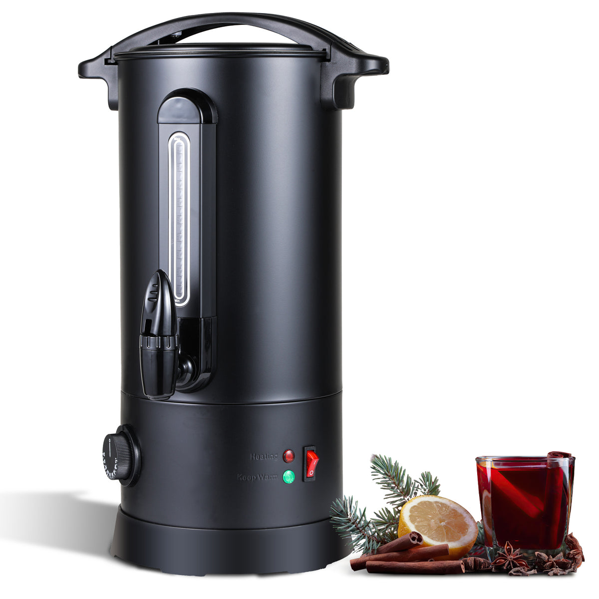 SWANEW Glühweinkocher 10L, 1800W Heißgetränkespender Glühweinkessel Edelstahl Glühweinautomat  mit Zapfhahn Thermostat, Einstellbare Temperatur von 30-110°C