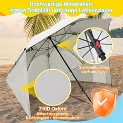 2 in 1 Sonnenschirm Alu Strandschirm 