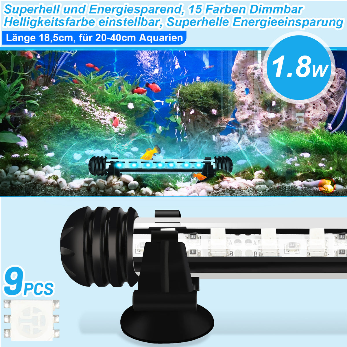 SWANEW LED Aquarium Beleuchtung18cm-112cm Aquarium Lampe RGB Aquariumleuchte
