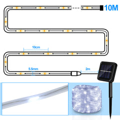 SWANEW Solar LED Lichtschlauch für Außen, 100 LEDs Lichterschlauch, IP65 LED Lichterkette, 8 Beleuchtungsmodi, 10-30m [Energieklasse F]