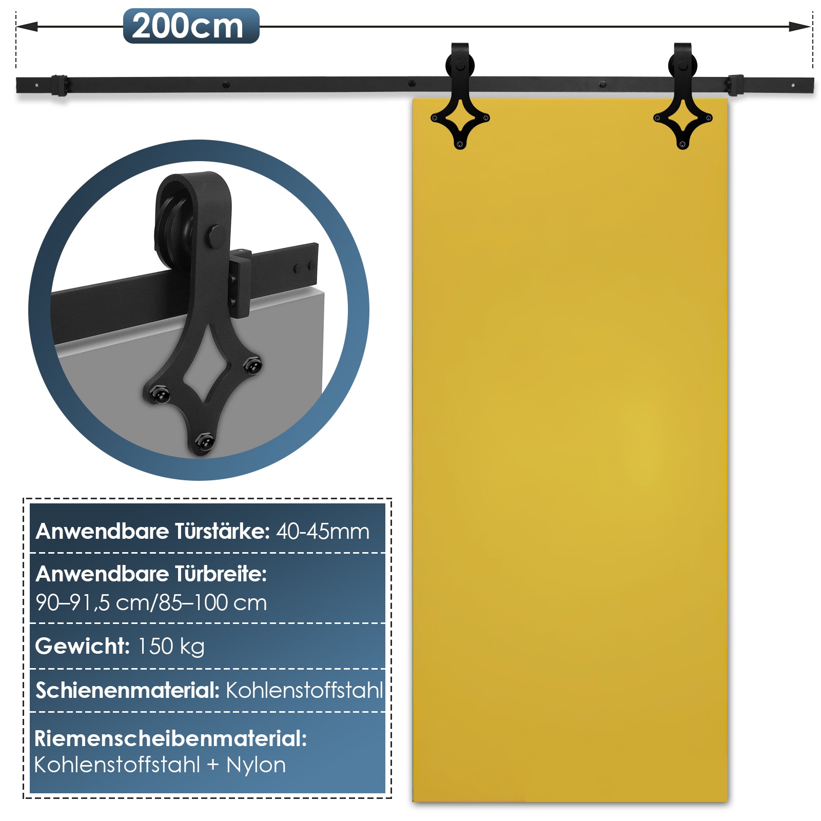 Schiebetürbeschlag Diamant 183/200 cm