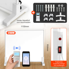 SWANEW Infrarotheizung 300W-1200W mit Thermostat, Infrarot Wandheizung mit Überhitzungsschutz, Wandheizung Elektrisch, Mobile & Energiesparend