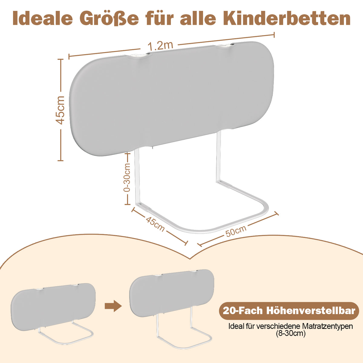 SWANEW Bettgitter klappbar – höhenverstellbarer Rausfallschutz & Bettschutzgitter für Kinderbett, Reisebett und Familienbett, 120/150/180 cm
