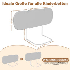 SWANEW Bettgitter klappbar – höhenverstellbarer Rausfallschutz & Bettschutzgitter für Kinderbett, Reisebett und Familienbett, 120/150/180 cm