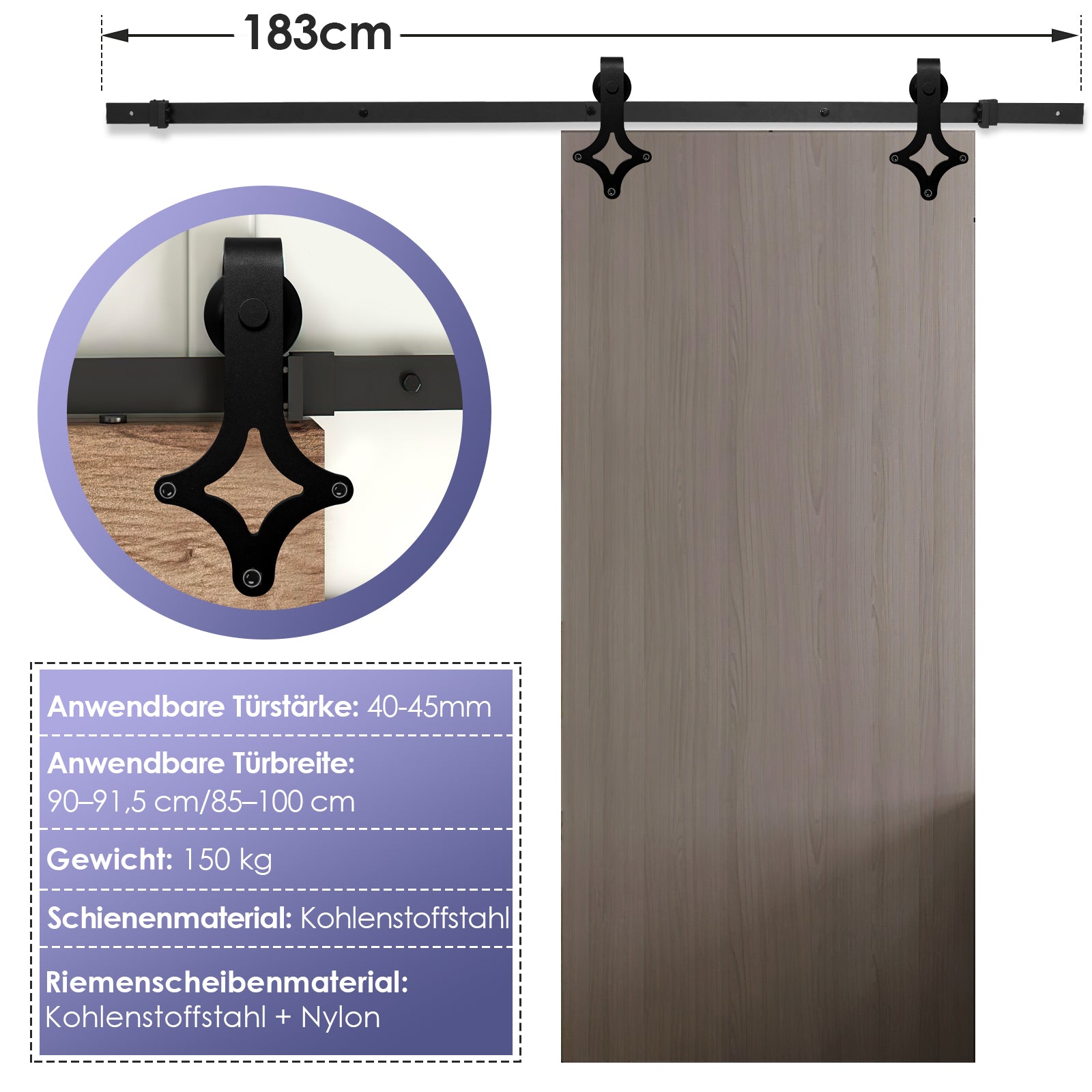 Schiebetürbeschlag Diamant 183/200 cm