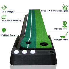 SWANEW Golf Puttingmatte,Matte Puttingmatte mit Professionelle Tragbare Übungs, mit Golf Putter, 3 Golfbälle, Tragbare Übungsmatte
