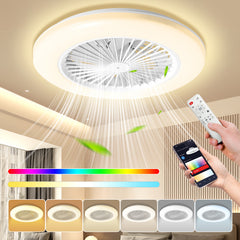 SWANEW Deckenventilator mit RGB LED Beleuchtung, 6 Geschwindigkeiten,  Stufenloses Dimmen, φ49cm, Ventilator Lüfter Deckenlampe