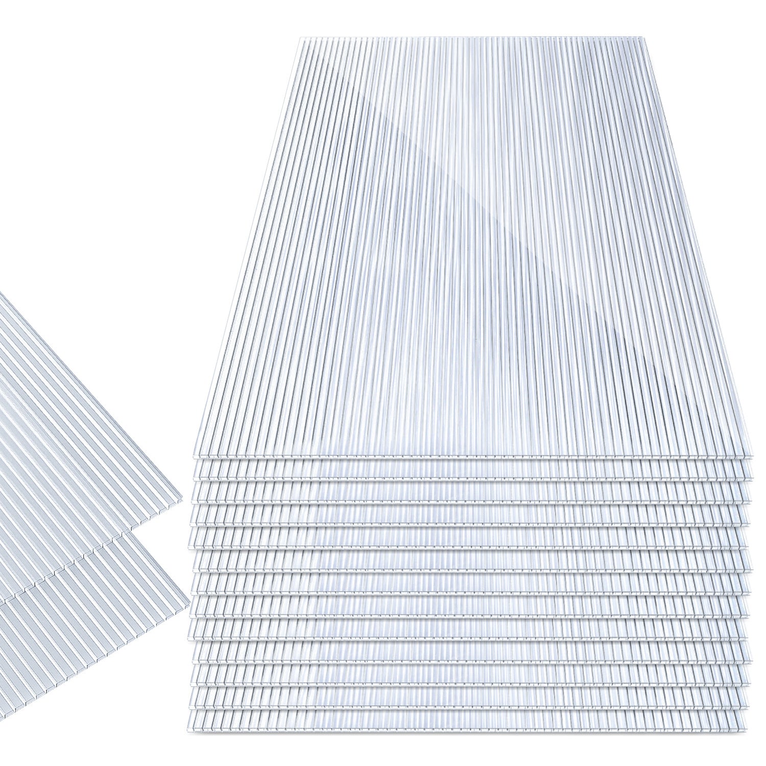 SWANEW 14× Polycarbonat Hohlkammerstegplatten 4 mm – UV-beständige Doppelstegplatten 60,5×121 cm mit 50 Stück W-Clips & 50 Stück Z-Clips – Ideal für Gewächshaus, Garten & Überdachung