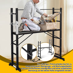 SWANEW Gerüst, Gerüstleiter, Arbeitsgerüst,  4 in 1Alu Mobile Mehrzweckleiter 2x6 Stufen