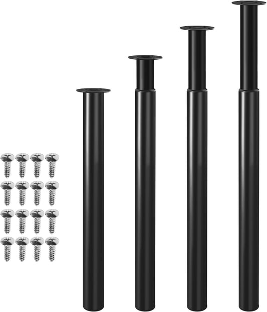 4er-Set Tischbeine Metall Schwarz – Höhenverstellbar 710–1100 mm