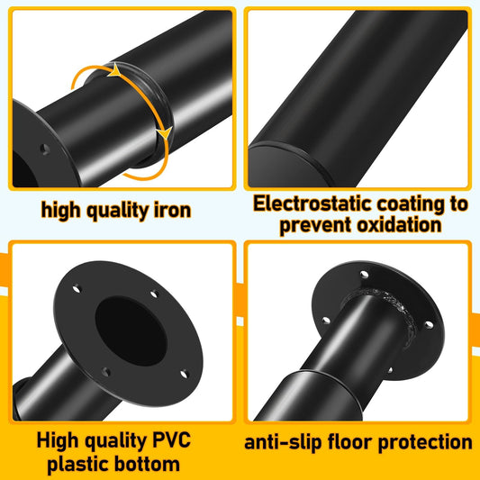 4er-Set Tischbeine Metall Schwarz – Höhenverstellbar 710–1100 mm