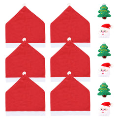 SWANEW 6/12er Set Weihnachten Stuhlhussen, Stuhlbezüge,  stuhlüberzug Stretch