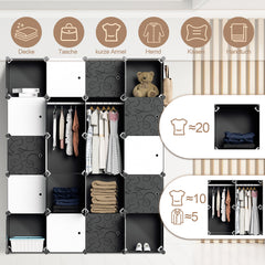 SWANEW DIY Kleiderschrank, 12/16/20 Würfel, Regalsystem, Offen Kunststoff Garderobe, Steckregal