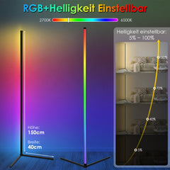 SWANEW LED Stehlampe, RGB Eckenlampe, 150 cm, dimmbar/farbeinstellbar, mit Fernbedienung, App-Steuerung, Musikmodus