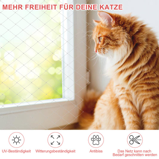 SWANEW Katzennetz, Katzenschutznetz, Fensterschutzgitter, Balkonnetz, 3x8m